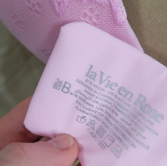 36B Push Up Bra Spring Pink Ribbing Full Support La Vie en Rose - Picture 6 of 7